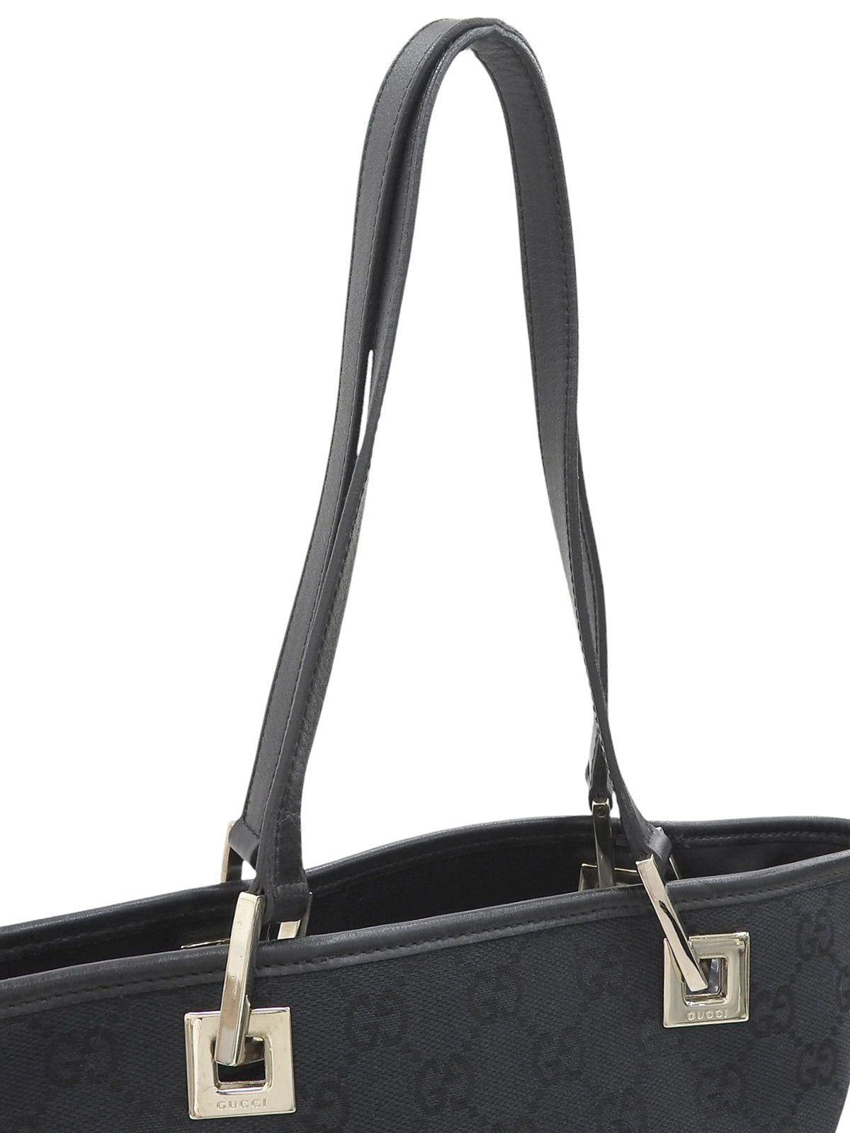 黑色帆布 GG 图案手提包