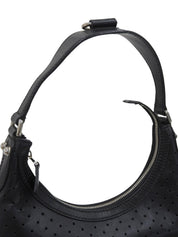 Interlocking G Plate Punching One-Shoulder Bag Black