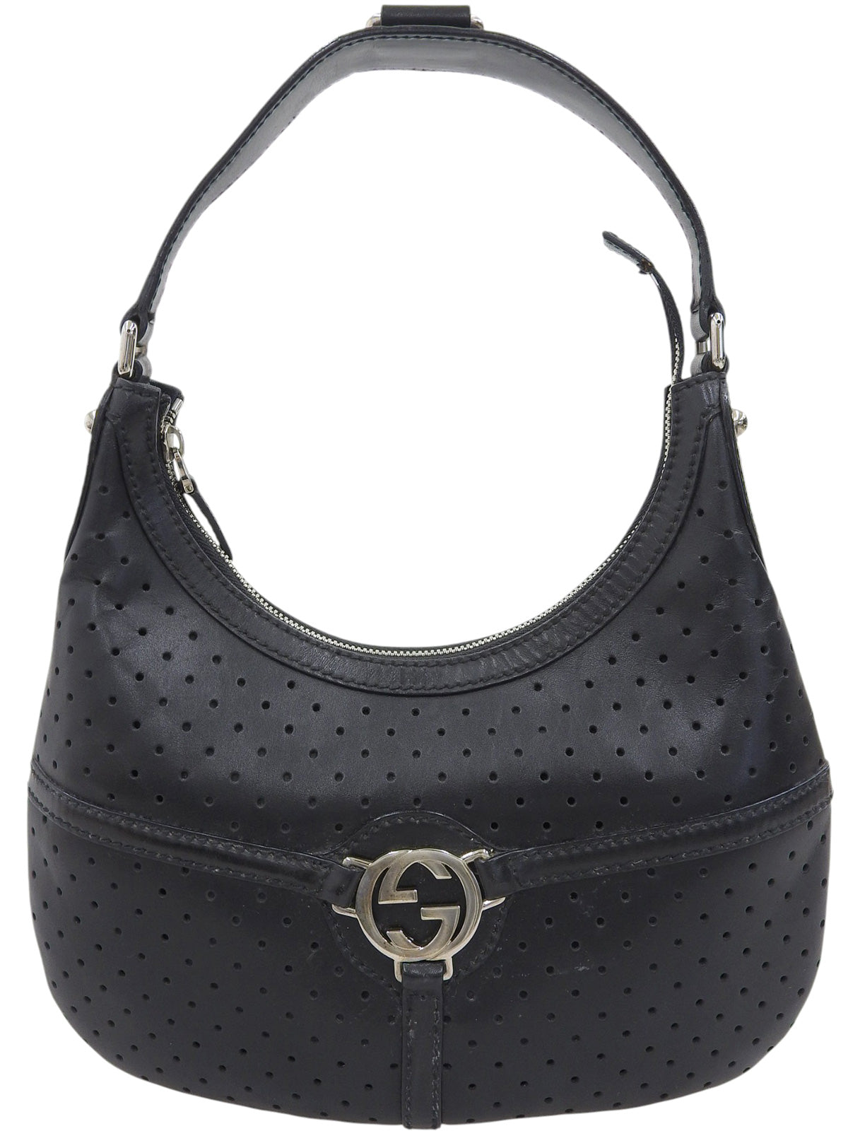 インターロッキングGプレートパンチングワンショルダーバッグ ブラック