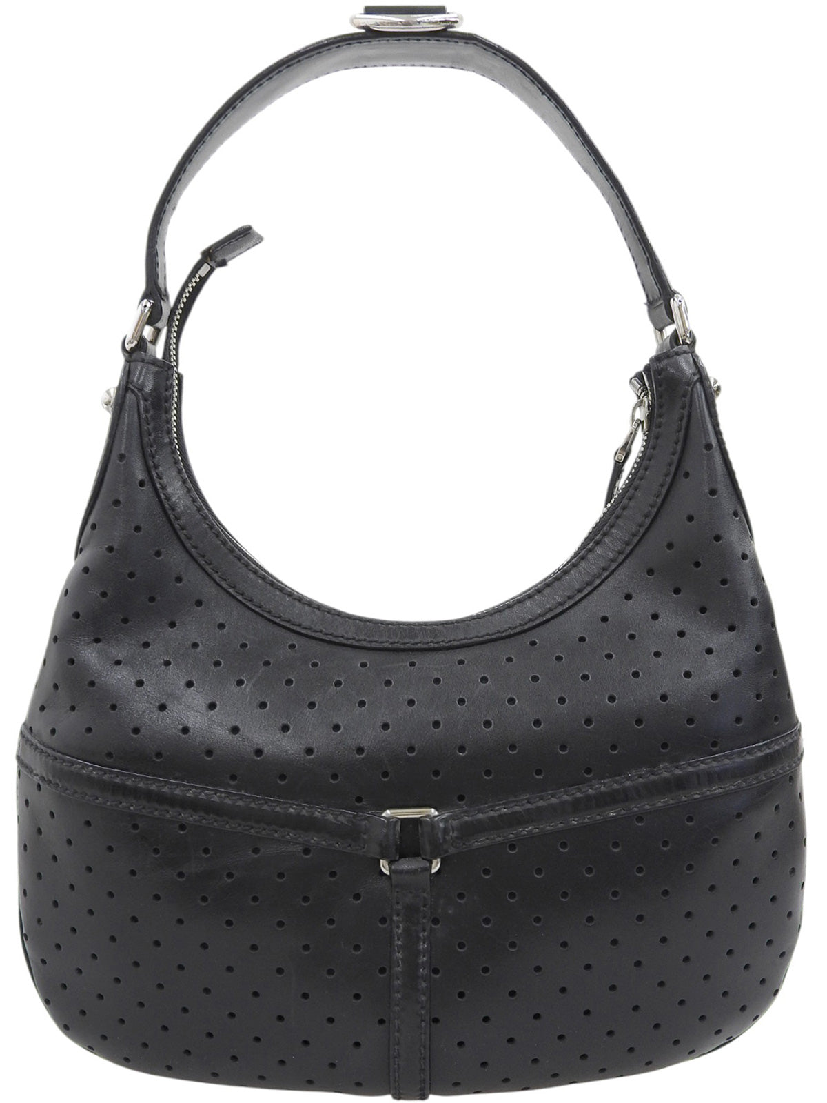 インターロッキングGプレートパンチングワンショルダーバッグ ブラック