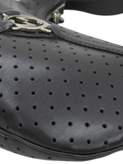 Interlocking G Plate Punching One-Shoulder Bag Black