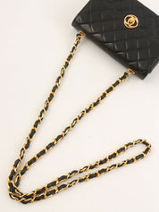 Circa 1990 Circle CC Turn Lock Chain Bag Mini Black