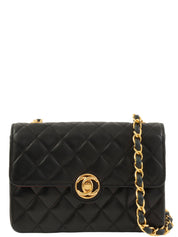 Circa 1990 Circle CC Turn Lock Chain Bag Mini Black