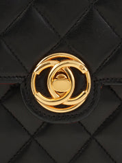 Circa 1990 Circle CC Turn Lock Chain Bag Mini Black