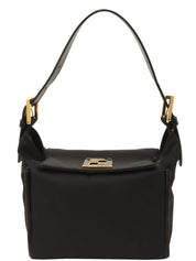 ロゴプレートハンドバッグ ブラック