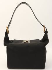 ロゴプレートハンドバッグ ブラック