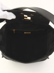 ロゴプレートハンドバッグ ブラック