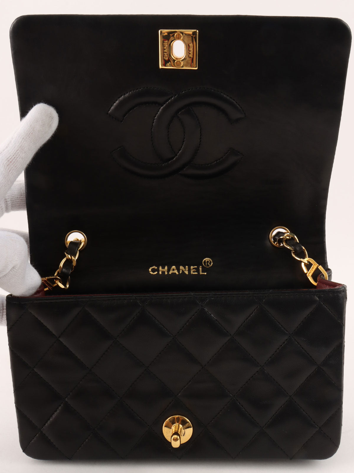 1990s Made Full Flap Chain Bag Mini Black