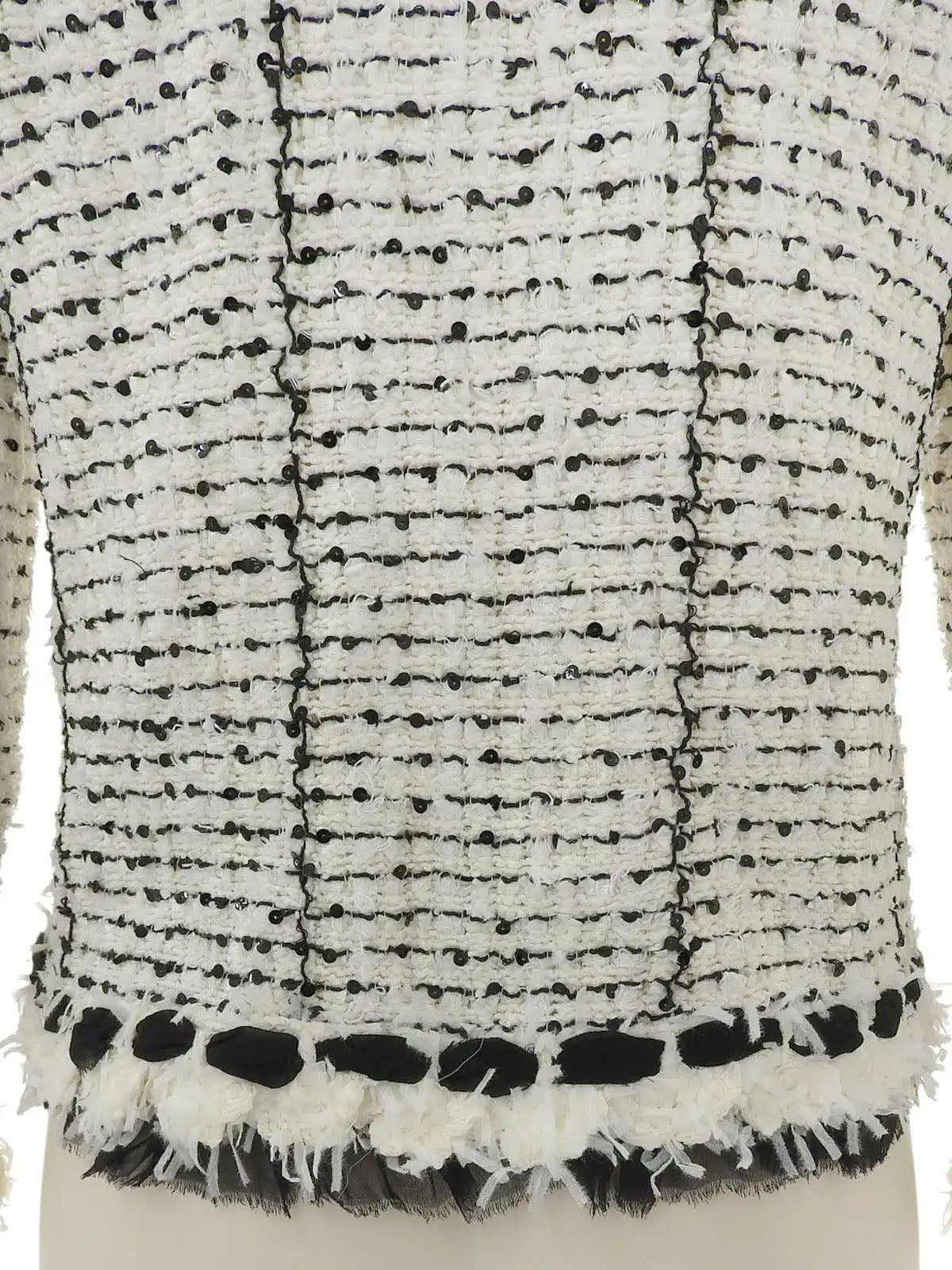2005 Tweed Sequin Ribbon Tie Jacket in Black/White