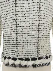 2005 Tweed Sequin Ribbon Tie Jacket in Black/White