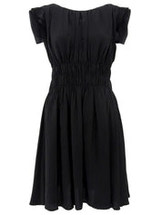 Silk sleeveless dress in black