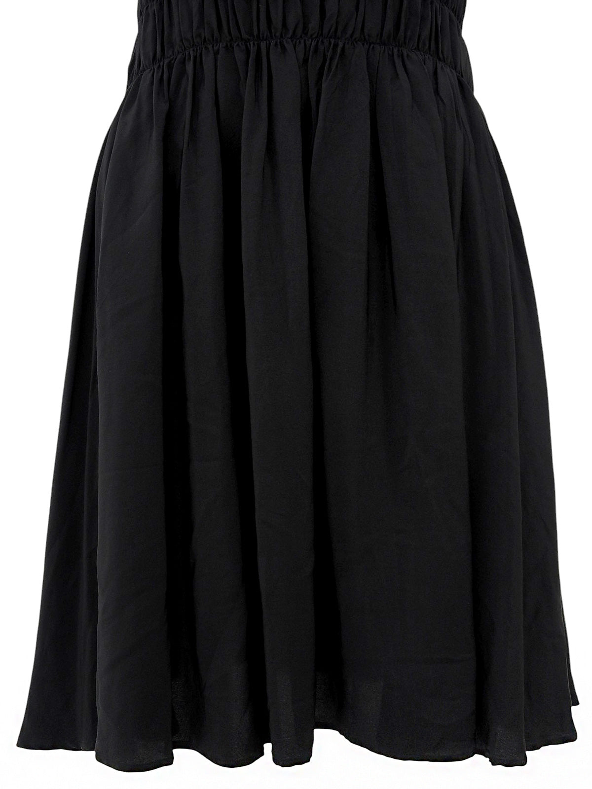 黑色丝绸无袖连衣裙