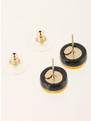 2007年製 バタフライデザインミニラウンドラインストーンCCマークピアス ブラック/イエロー