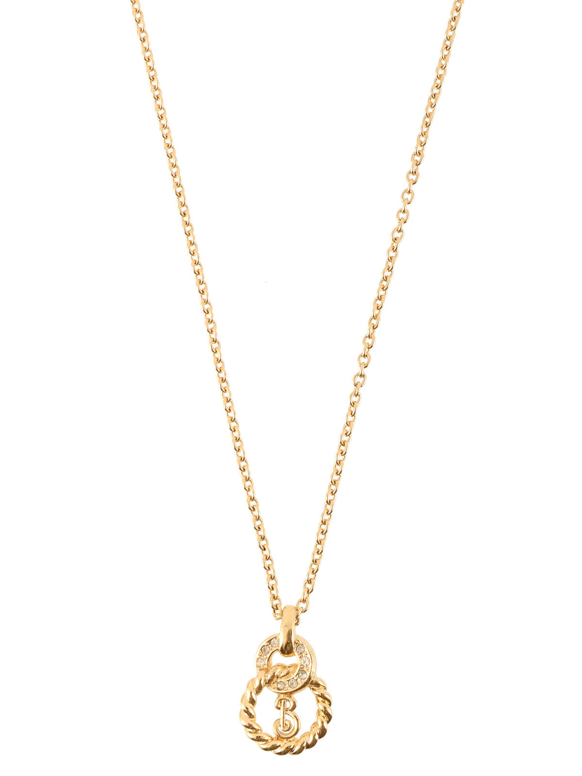 Rhinestone Circle Cutout Logo Necklace in Gold