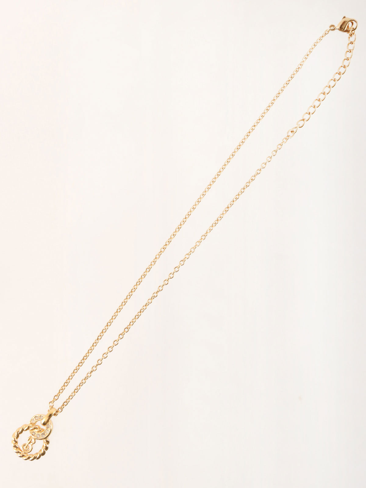 Rhinestone Circle Cutout Logo Necklace in Gold