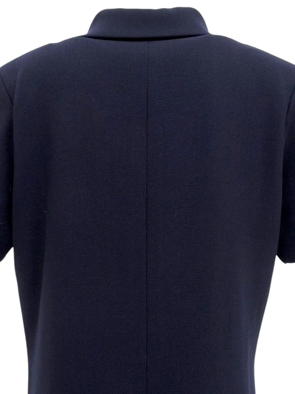 ウールレースアップ半袖ワンピース ネイビー