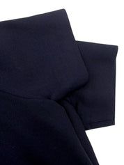 ウールレースアップ半袖ワンピース ネイビー