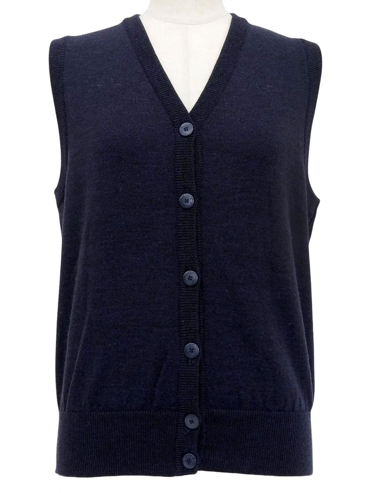 バックエンブレムロゴニットベスト ネイビー