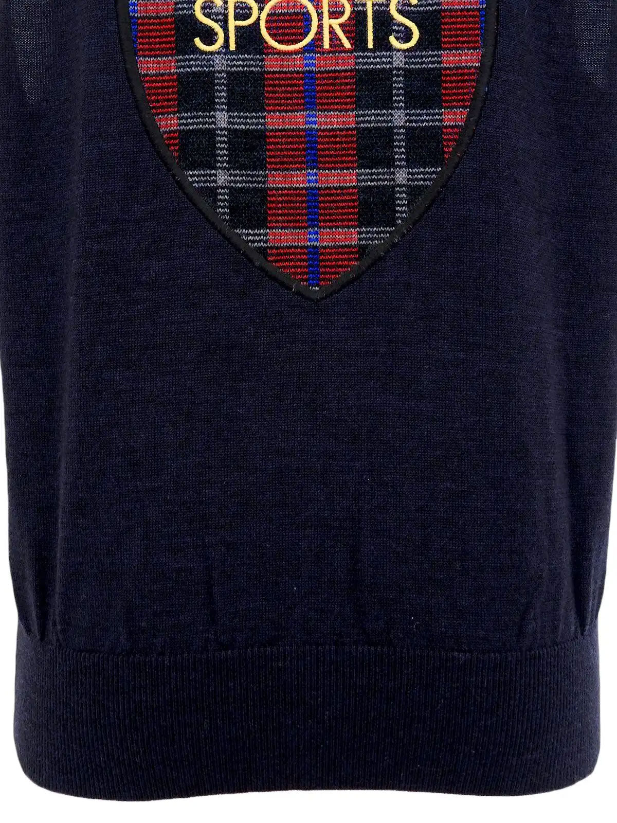 バックエンブレムロゴニットベスト ネイビー