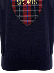 バックエンブレムロゴニットベスト ネイビー