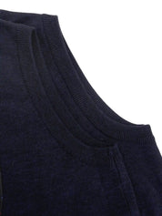 バックエンブレムロゴニットベスト ネイビー