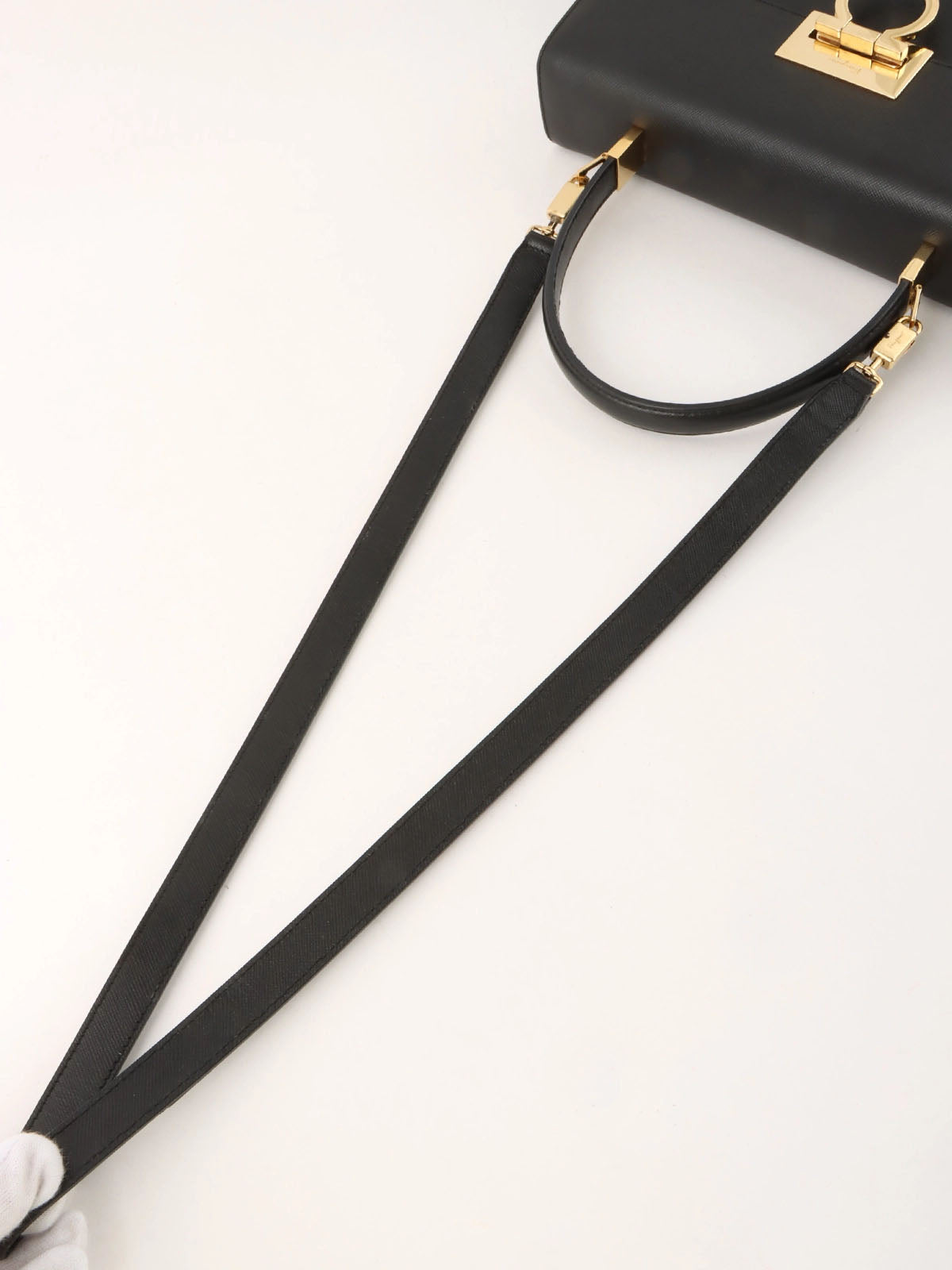 Gancini Plate 2-Way Bag Black