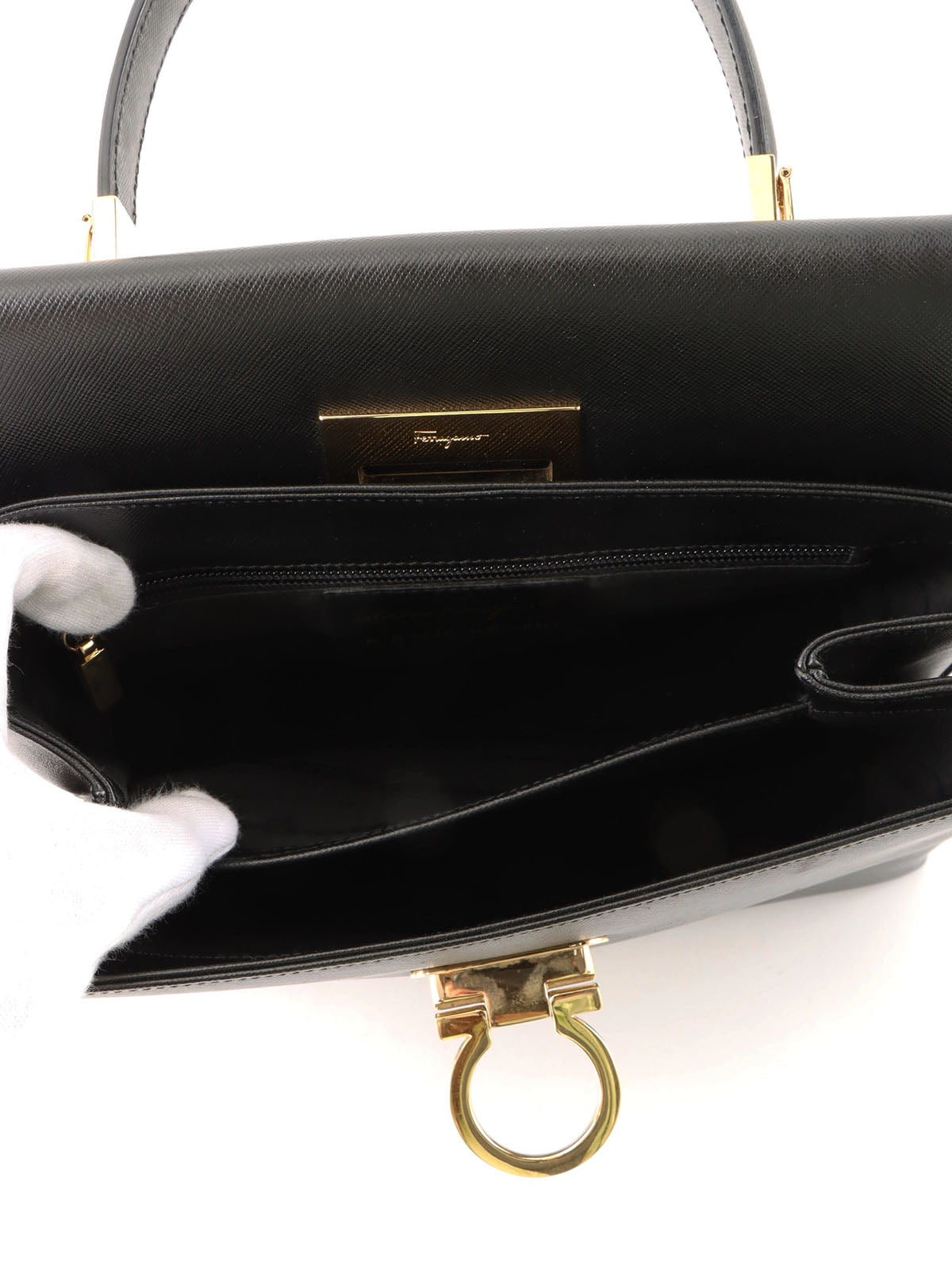 ガンチーニプレート2wayバッグ ブラック