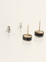 2006 Mini Round CC Mark Earrings, Black/Multi