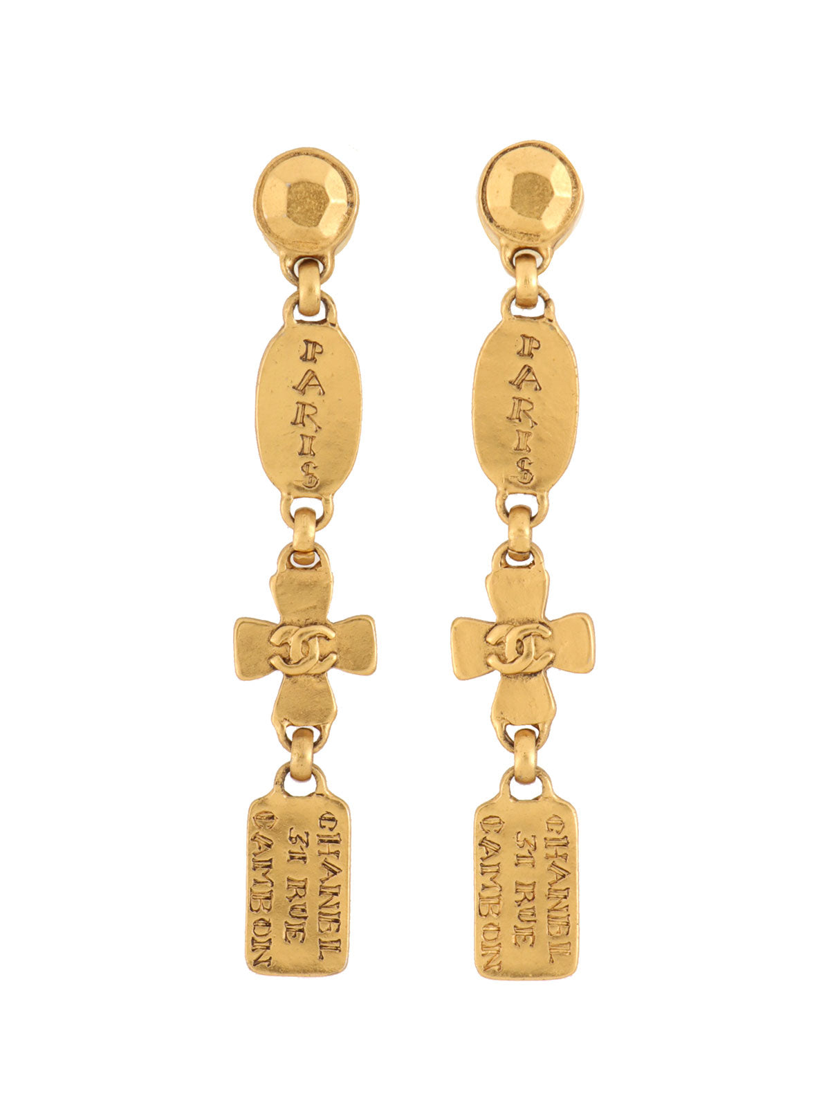 1999 CC Mark Cross Swing Earrings Gold