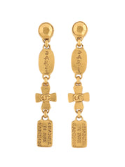 1999 CC Mark Cross Swing Earrings Gold