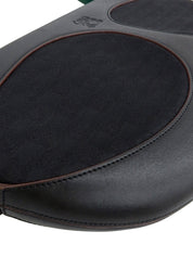 キャンバスレザーコンビアナグラムパターンショルダーバッグ　ブラック