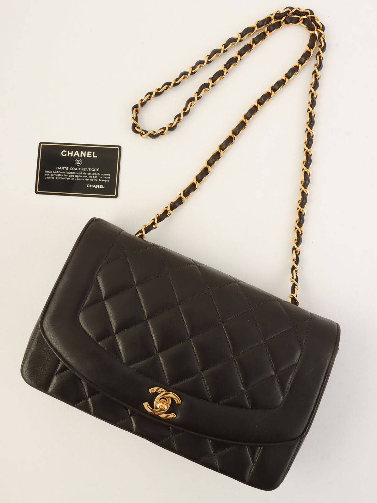 1992年頃製 ダイアナフラップチェーンバッグ25cm ブラック