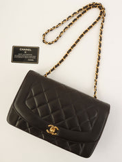 1992年頃製 ダイアナフラップチェーンバッグ25cm ブラック