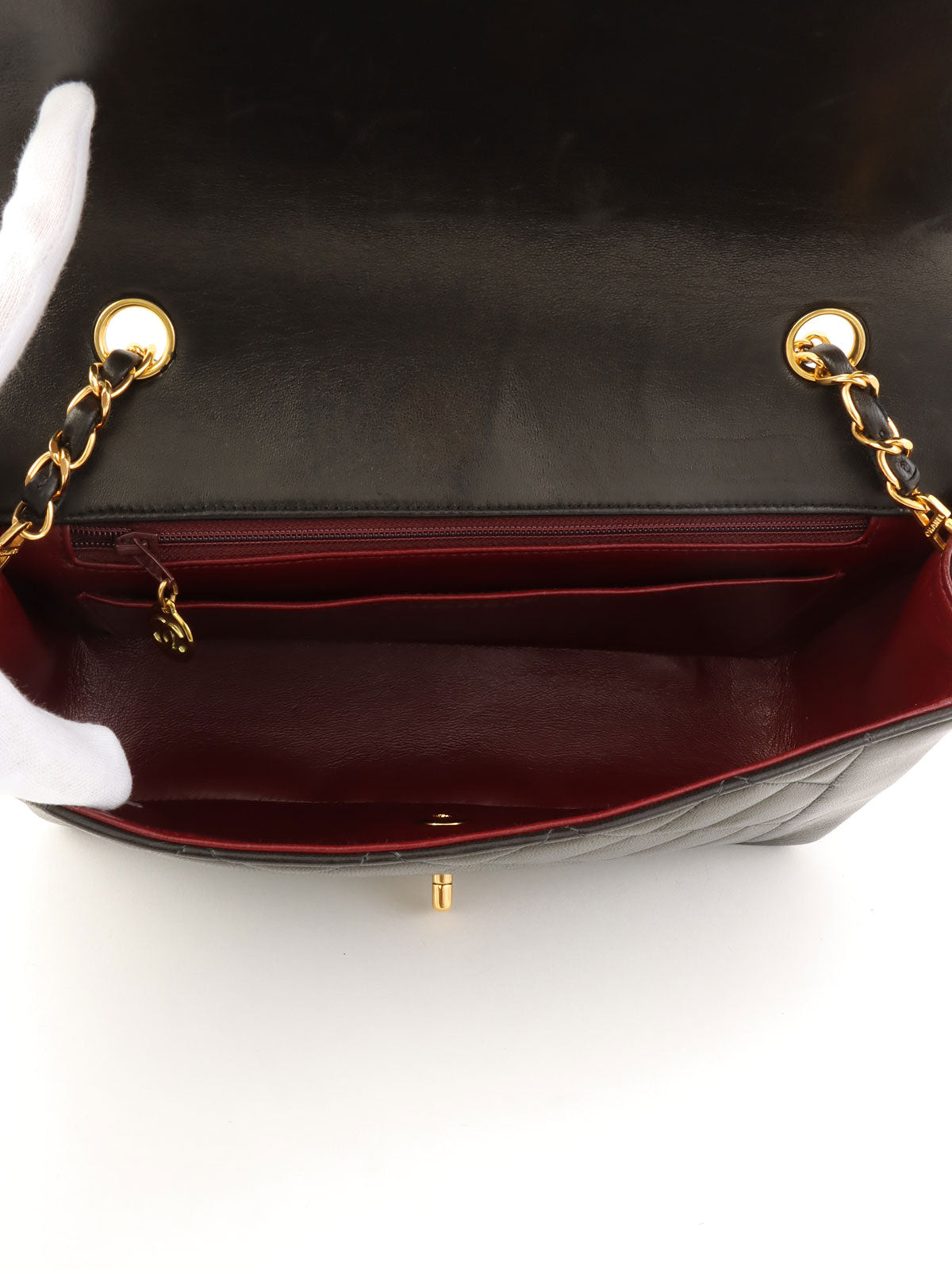 1992年頃製 ダイアナフラップチェーンバッグ25cm ブラック