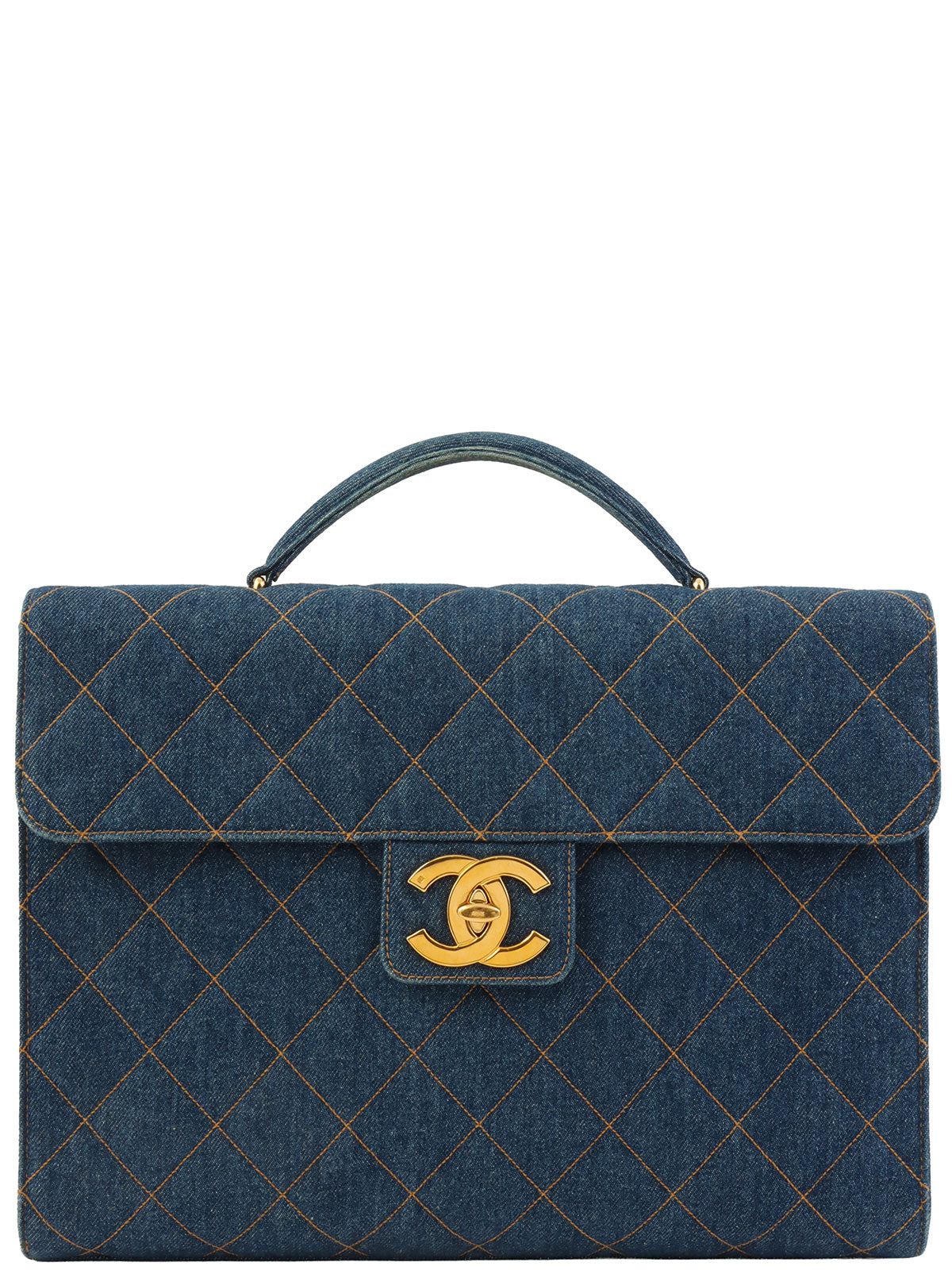 1997 年款 Denim CC 旋扣公文包，靛蓝色