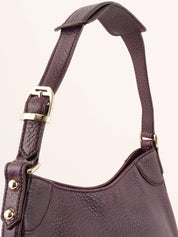 Purple Leather Horsebit Plate Shoulder Bag