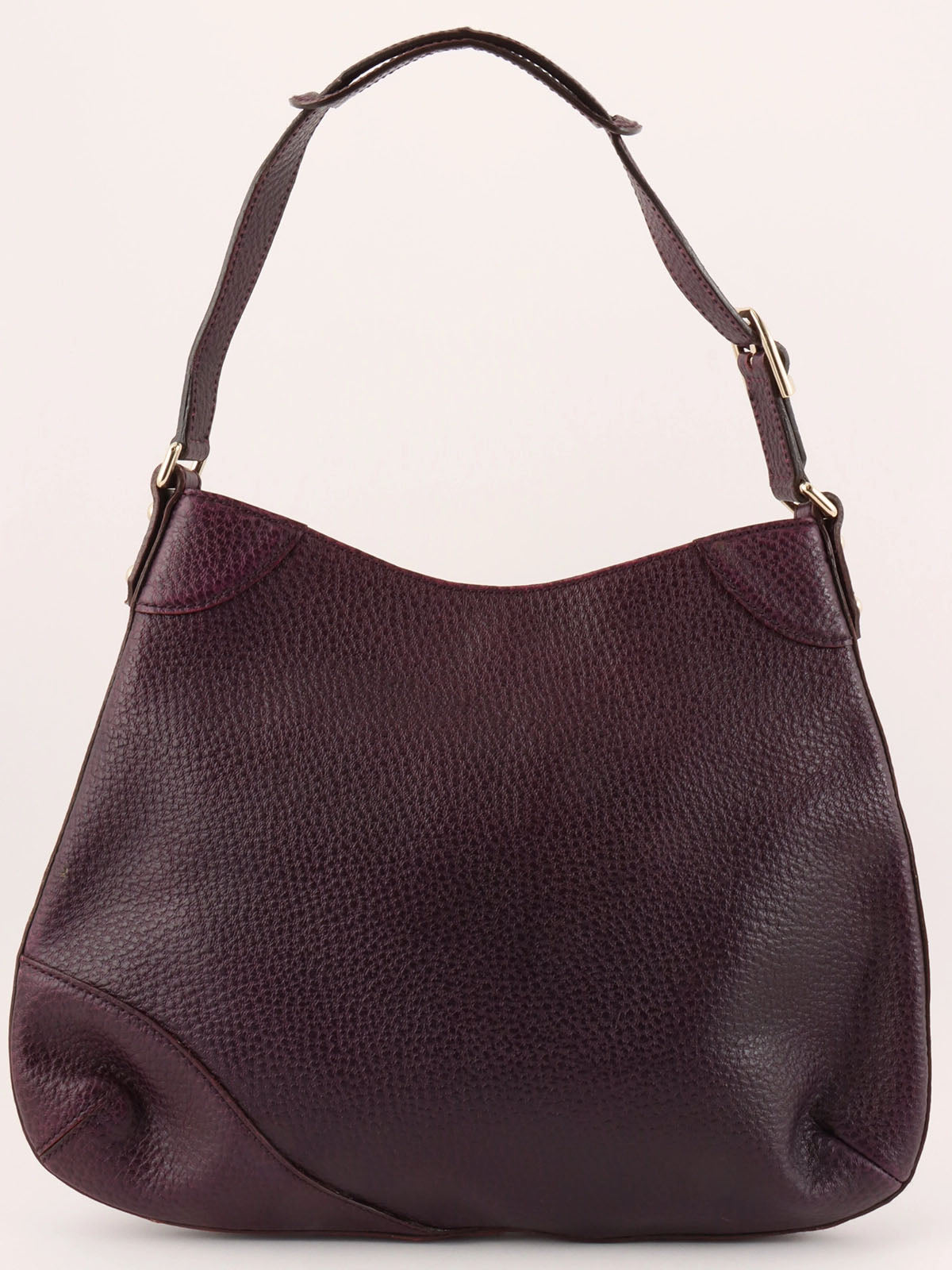 Purple Leather Horsebit Plate Shoulder Bag