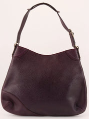 Purple Leather Horsebit Plate Shoulder Bag