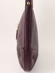 Purple Leather Horsebit Plate Shoulder Bag