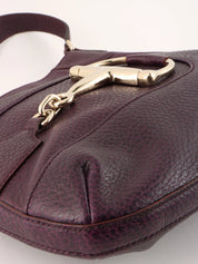 Purple Leather Horsebit Plate Shoulder Bag