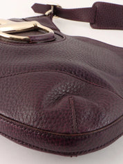Purple Leather Horsebit Plate Shoulder Bag