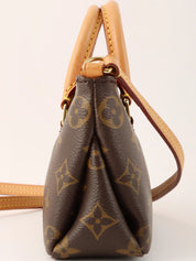 2015年製　キャンバスモノグラムポシェットナノパラス　ブラウン／レッド