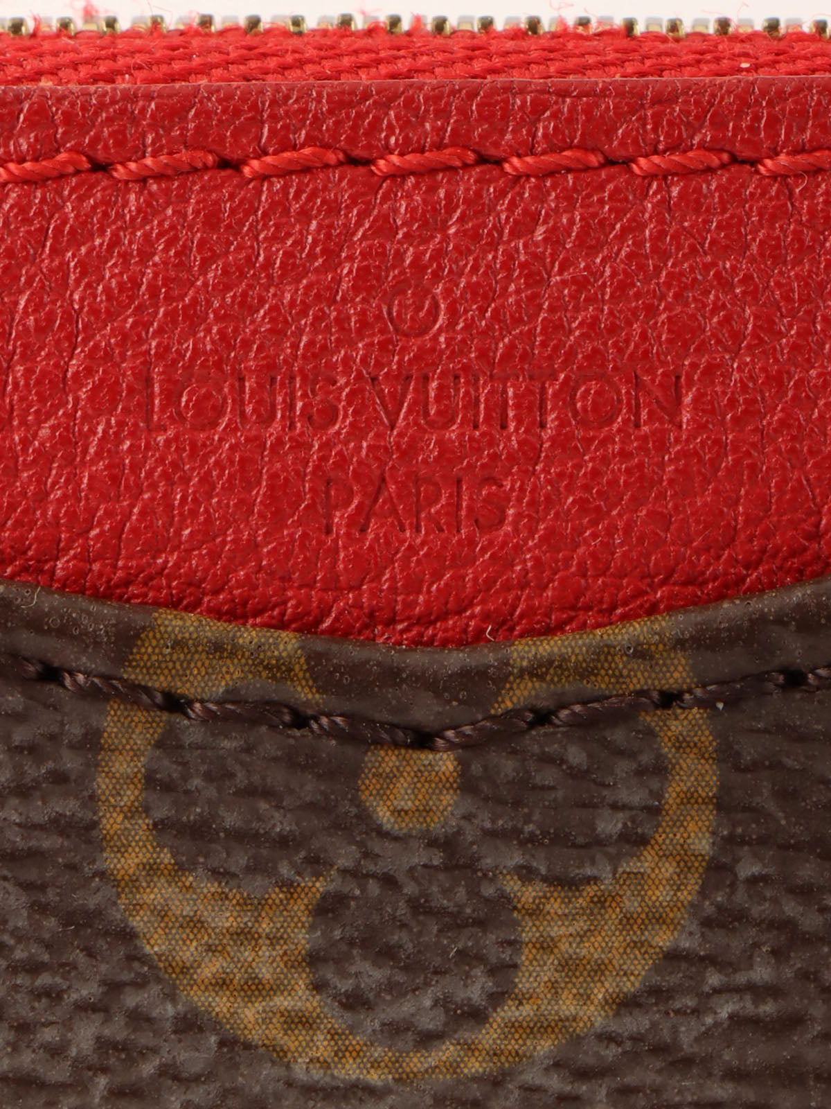 2015年製　キャンバスモノグラムポシェットナノパラス　ブラウン／レッド