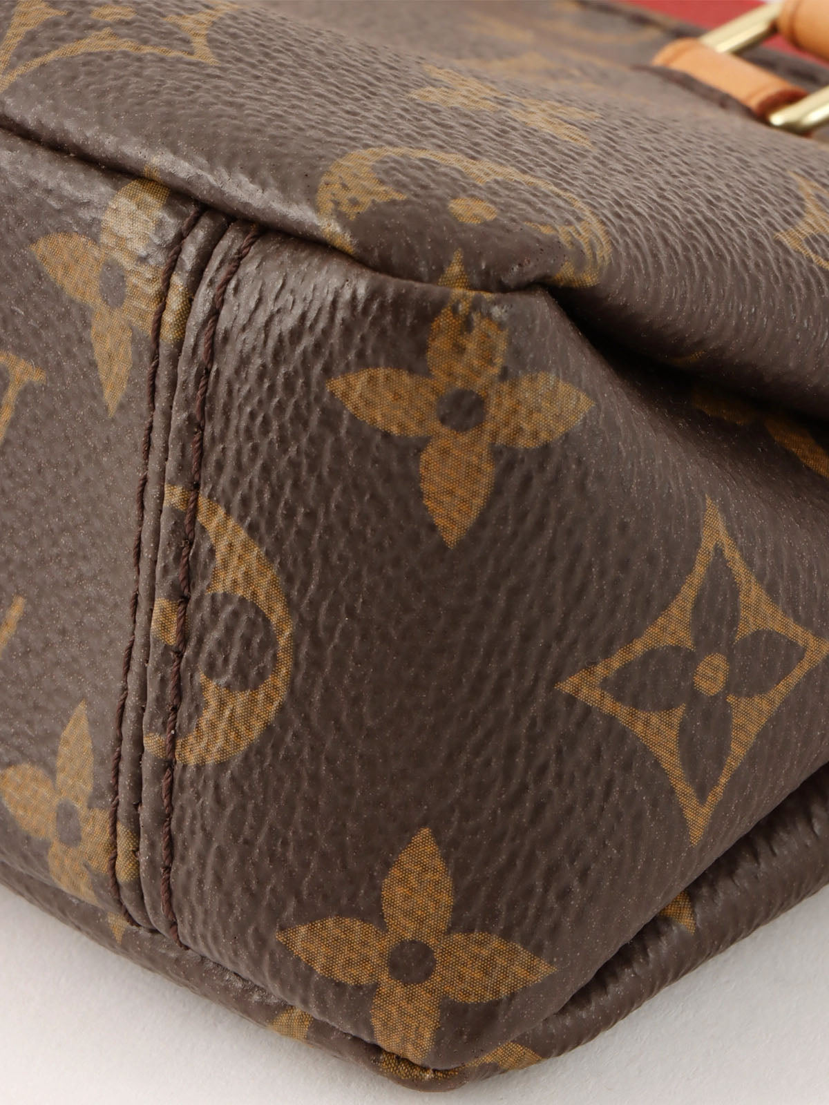 2015年製　キャンバスモノグラムポシェットナノパラス　ブラウン／レッド