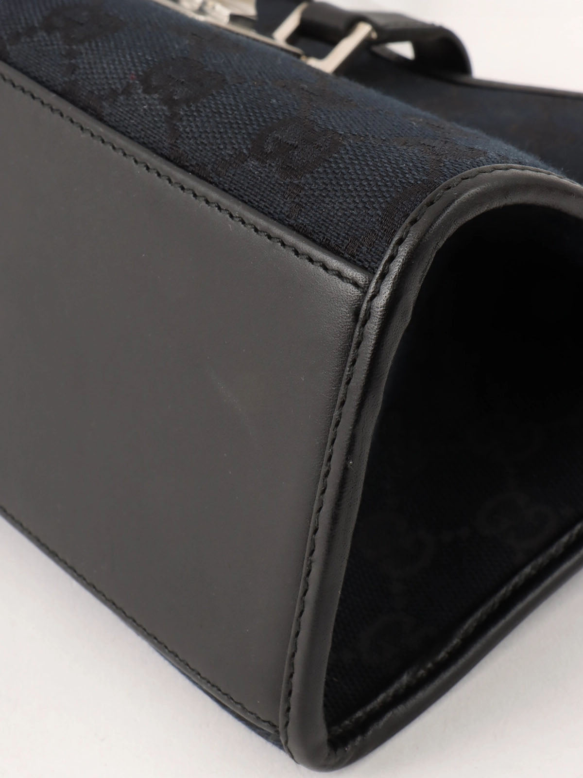 Canvas GG Pattern Jackie Shoulder Bag in Black