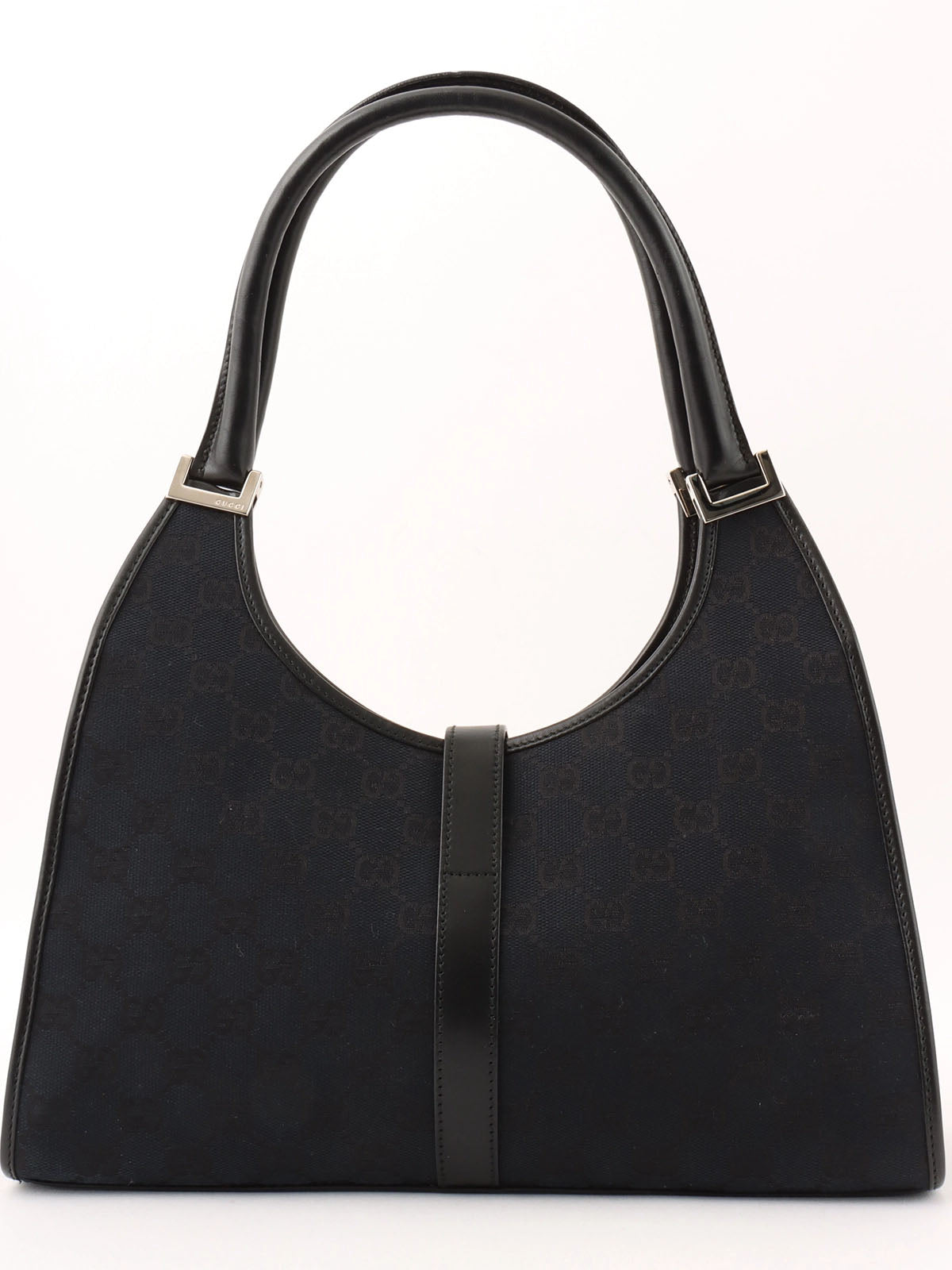 Canvas GG Pattern Jackie Shoulder Bag in Black