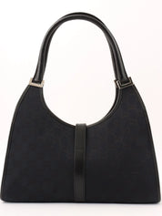 Canvas GG Pattern Jackie Shoulder Bag in Black