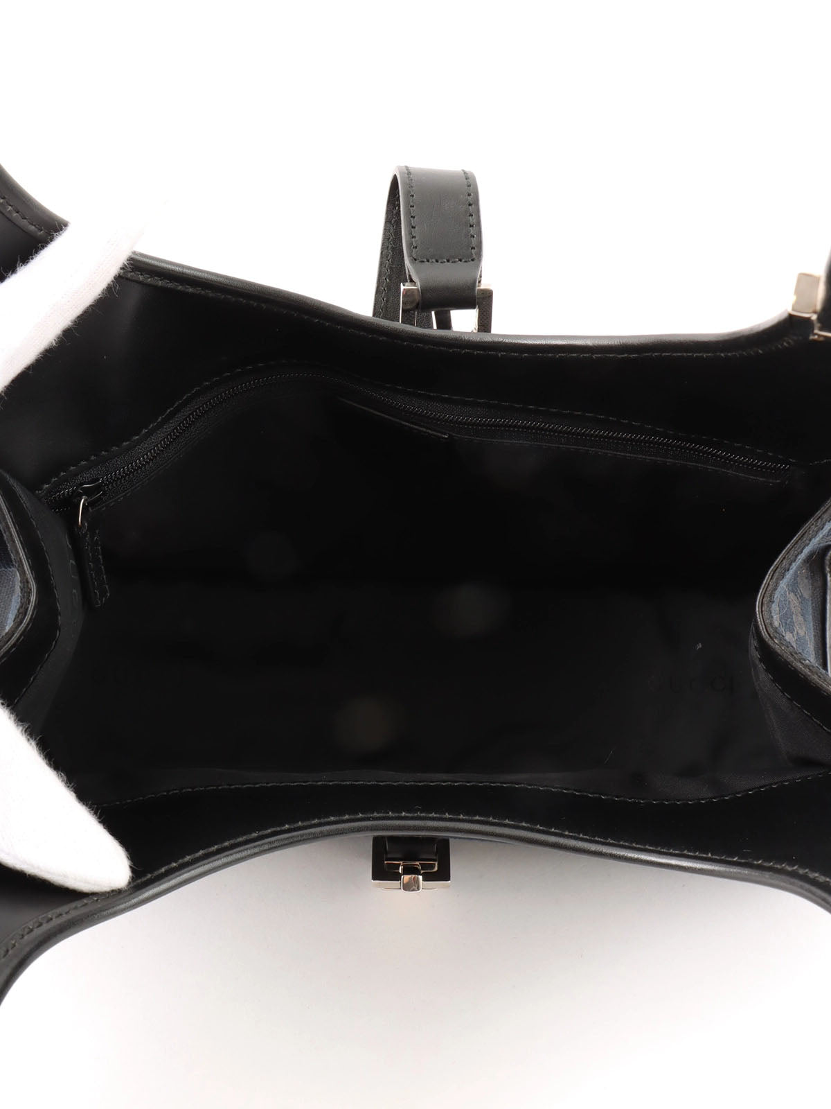 Canvas GG Pattern Jackie Shoulder Bag in Black