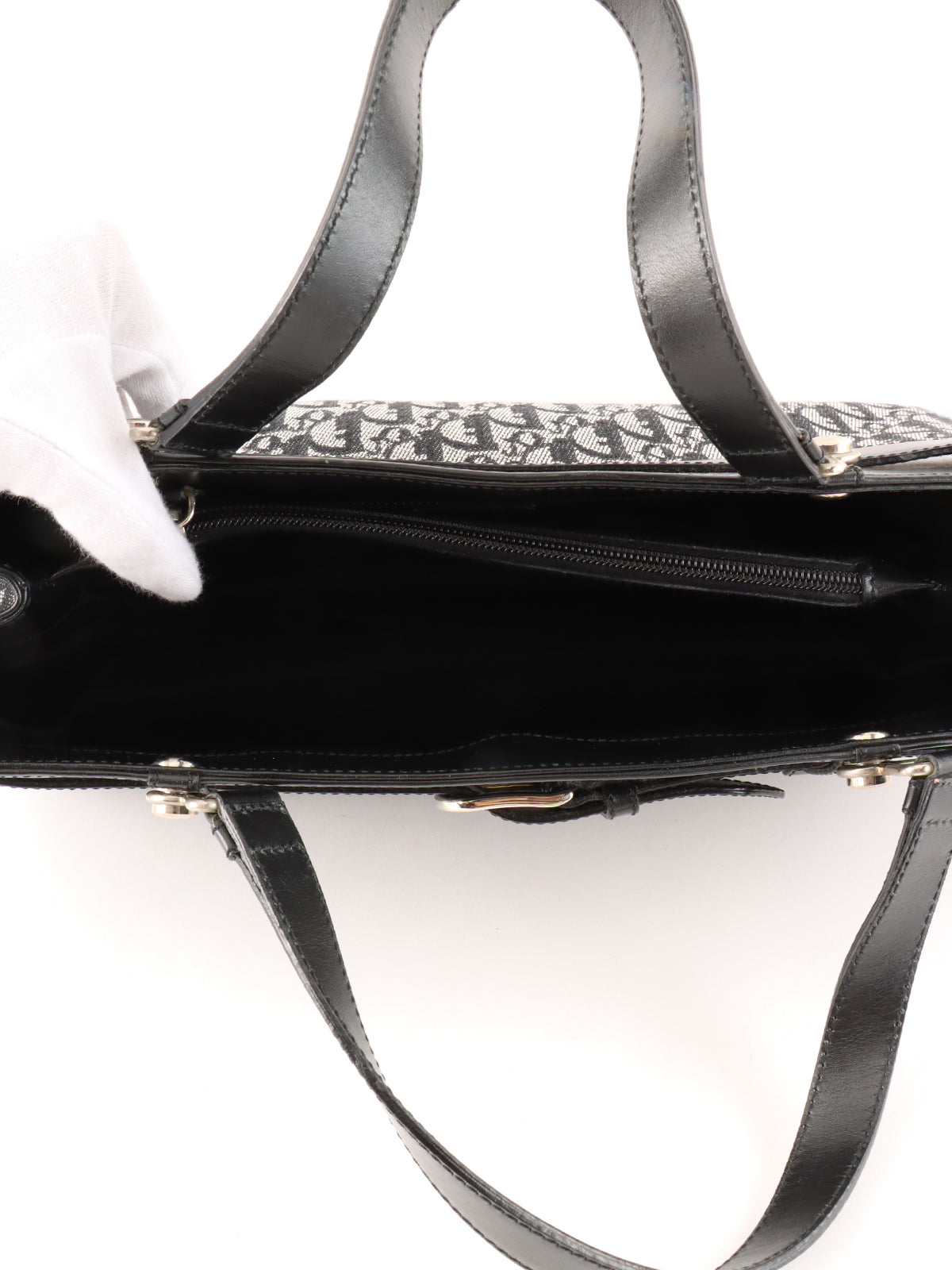 トロッターパターンハンドバッグ ブラック