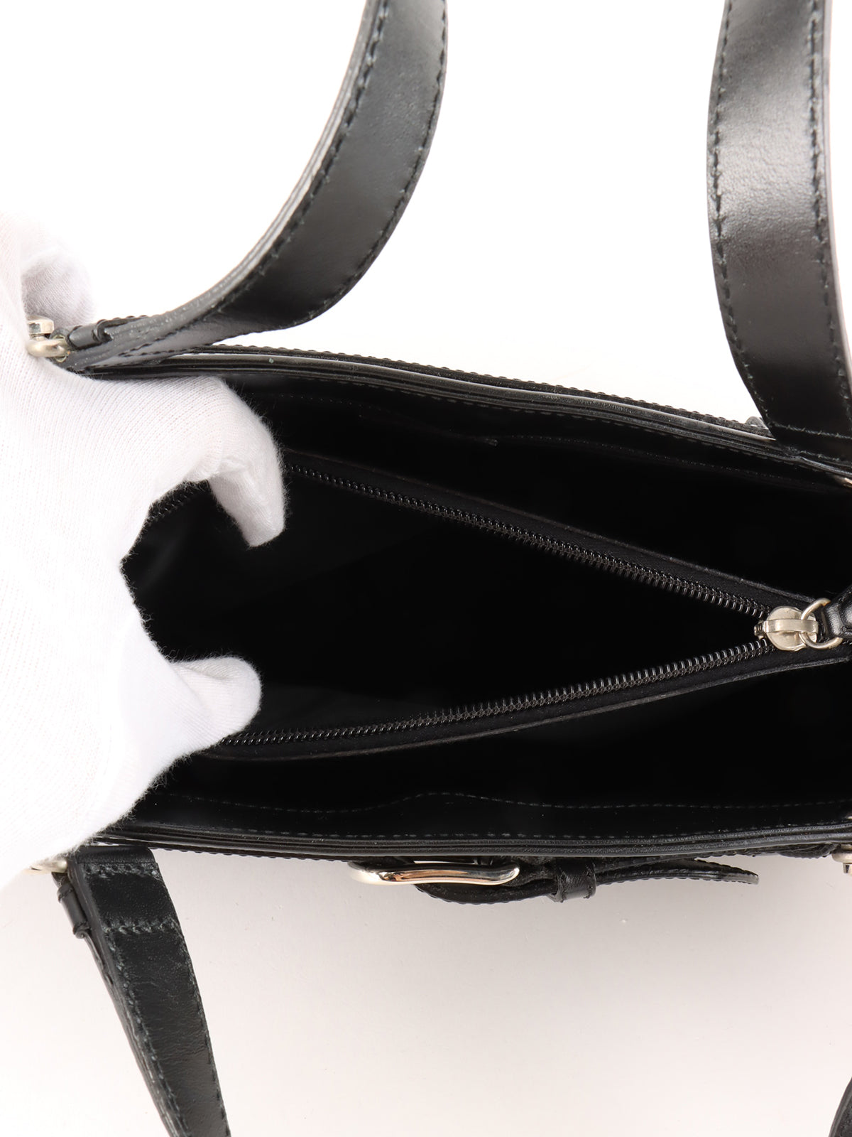 トロッターパターンハンドバッグ ブラック